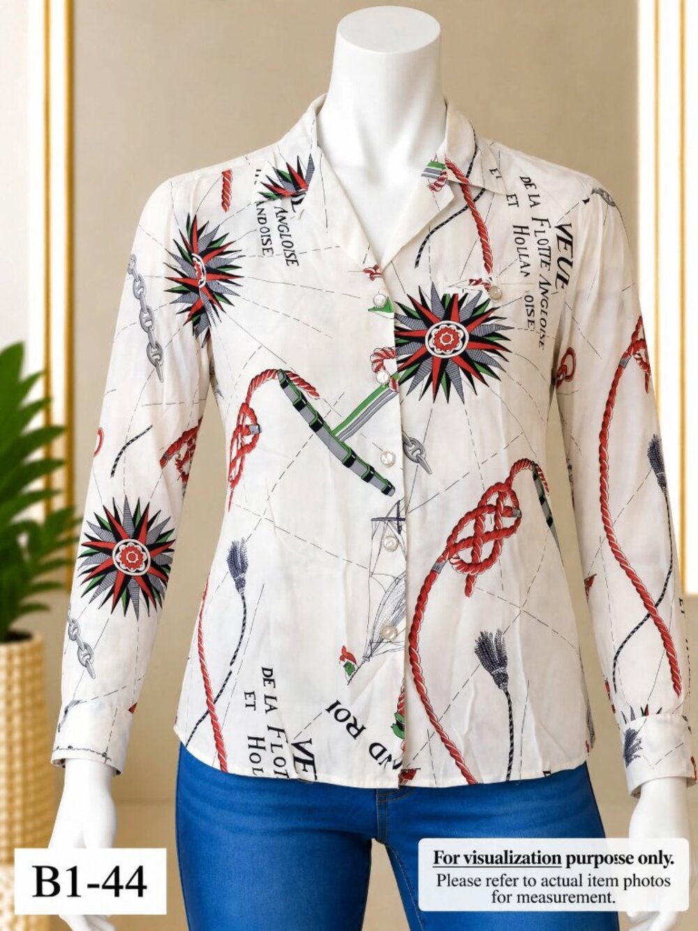 Counterparts White Nautical Print Button-Up Shirt